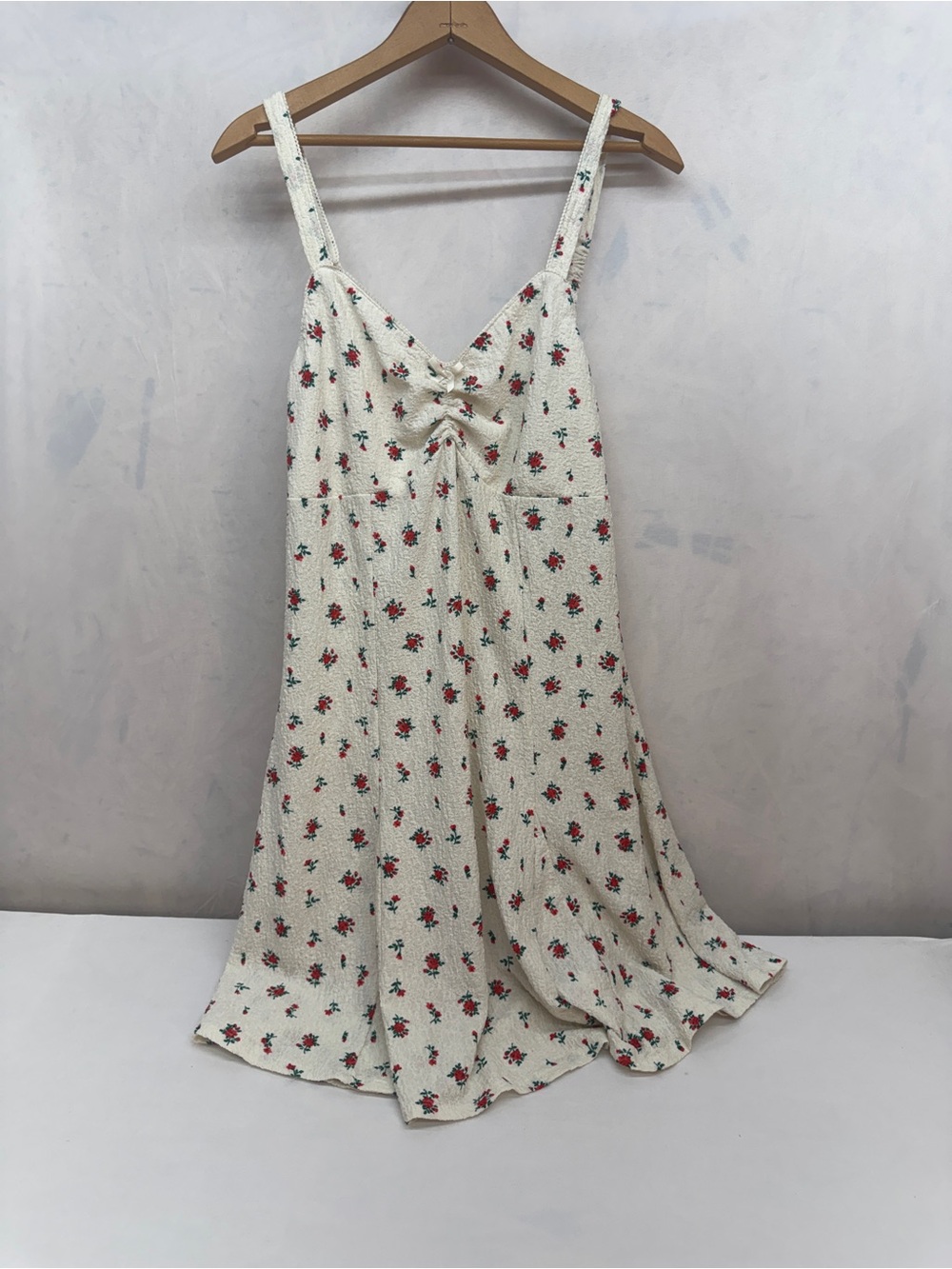 Madden Girl Cream Mini Dress with Red Floral Print